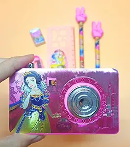 Tera13 Stationary Kit for Girls Pencil Camera Set Eraser Sharpener Scale - Stationary Kit Set for Girls/Birthday Gift (Multicolor) (Princess Camera Gift Set Combo)
