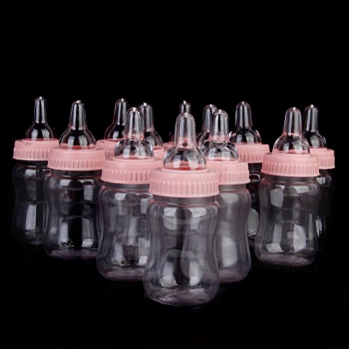Tinksky Baby Shower Nuckelflasche Candy Box Mini Candy Flasche-Baby-Dusche-Geschenk-Box,12pcs (rosa) - 7