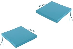 EDENJARDI Pack 2 Cojines para sillas de jardín Color Turquesa, Medidas 44x44x5 cm, Repelente al Agua, Desenfundable, Funda de cojín con Relleno para sillas de terraza, Cojines Silla de Comedor jardín