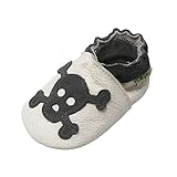  Sayoyo Schädel WeichesLeder Lauflernschuhe Krabbelschuhe Babyschuhe (Beige,18-24 Monate)