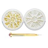 Born Pretty 3mm Nail Dangle Silver And Gold Beaded Ring Stud And Dotting Tool Set For Acrylic UV Gel Nail