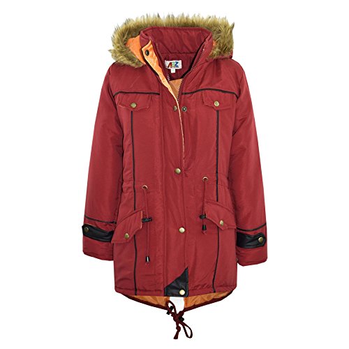 A2Z 4 Kids® Bambini Cappuccio Ragazze Giacca - A2Z Parka Jacket Red 9-10