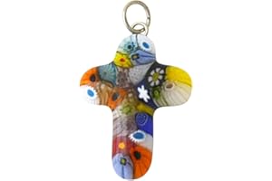 KVN Kreuz-Anhänger Murano-Glas ca.3x2cm bunt