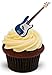 Produktbild BLAUE E-GITARRE - 12 essbare hochwertige stehende Waffeln Kuchen Toppers - BLUE ROCK GUITAR