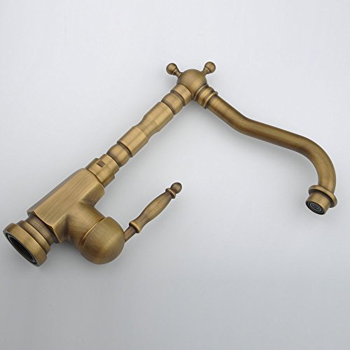 Hiendure® Einlochmontage Einhebelmischer Küchenarmatur Aus Messing Keramik-Kartusche schwenkbarer Rohrauslauf Hoher Auslauf Wasserhahn - 5