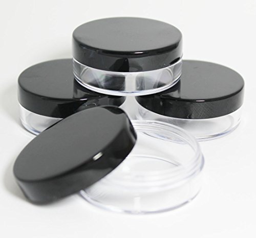 10x 20mL EMPTY PLASTIC JARS POTS with BLACK SCREW LIDS For Cosmetics/Powder/Mineral Make Up/Blusher/Foundation