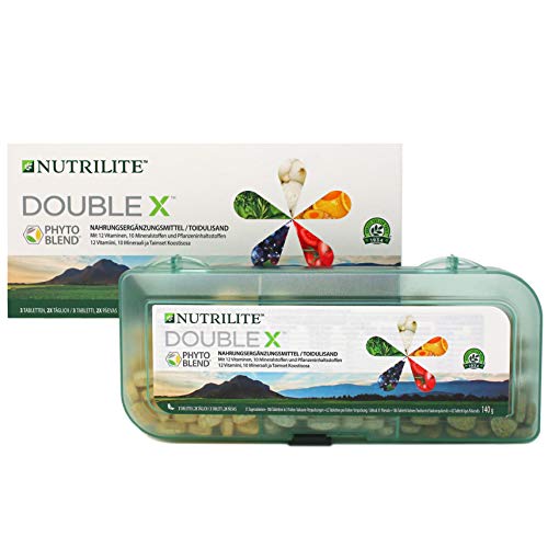 Complemento Alimenticio Multivitamínico/ Multimineral/ Fitonutriente DOUBLE XTM NUTRILITETM- Con un aroma herbal agradablemente fresco, el Complemento Alimenticio DOUBLE X contiene vitaminas, minerales y concentrados y extractos vegetales cuidadosamente seleccionados de 23 plantas que proporcionan una dinámica mezcla de fitonutrientes.