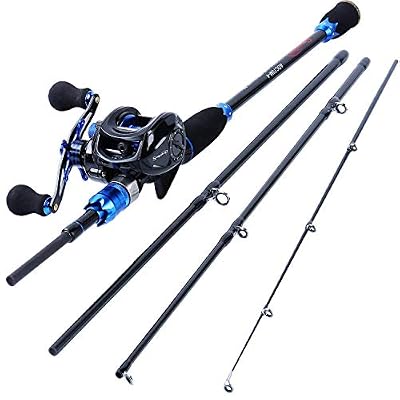 Sougayilang Combinés Moulinet et Canne à pêche, Cannes à pêche en Fibre de Carbone de 24 tonnes avec Moulinet Baitcasting, engins 7.0: 1 pour Les déplacements en