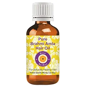 Deve Herbes Pure Brahmi Amla Hair Oil with internal Plastic Euro Dropper 100% Natural Therapeutic Grade for Skin & Hair 100ml.