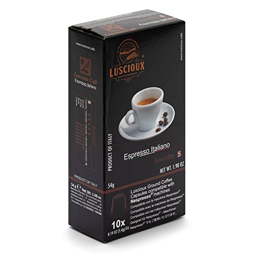 Luscioux Soneto cápsulas compatibles con Nespresso| Sabor dulce y aroma afrutado. Envase de 10 [total 100 cápsulas]x
