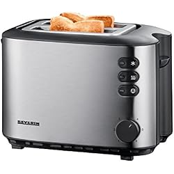 SEVERIN Grille-Pain Automatique, Support Viennoiseries Inclus, 2 Fentes, 850 W, AT 2514, Inox/Noir