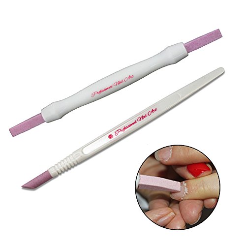 TP 2PCS Nail Cuticle Pumice Stick Pens Plastic Handle Stone Head Scrubs Cuticle Remover Pusher Manicure Files