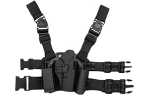 Gexgune Étui de Jambe de Baisse, CQC Serpa Main Droite Jambe de Jambe Pistolet Pistolet Holster Magazine et Poche de Lampe de Poche pour Glock 17/19/22/23/31/32