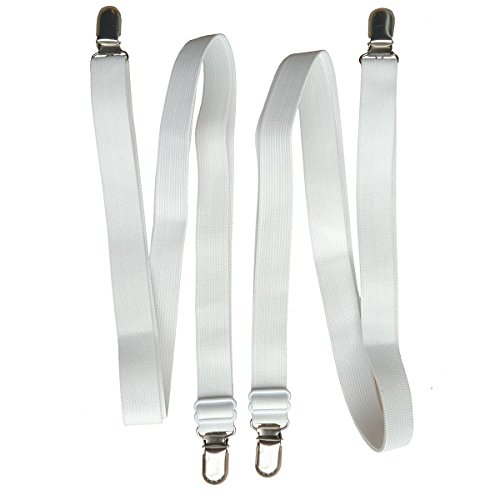 Seroda Crisscross Adjustable Bed Sheet Straps Fasteners Clips Mattress Cover Sheet Bed Suspenders Long (White)
