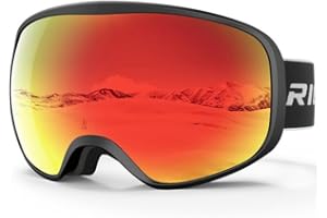RIOROO Maschera da Sci, Occhiali da Sci per Uomo Donna OTG Maschere Sci,Anti Nebbia 100% Anti-UV Antipolvere Antivento per ciclismo Equitazione/arrampicata/sci