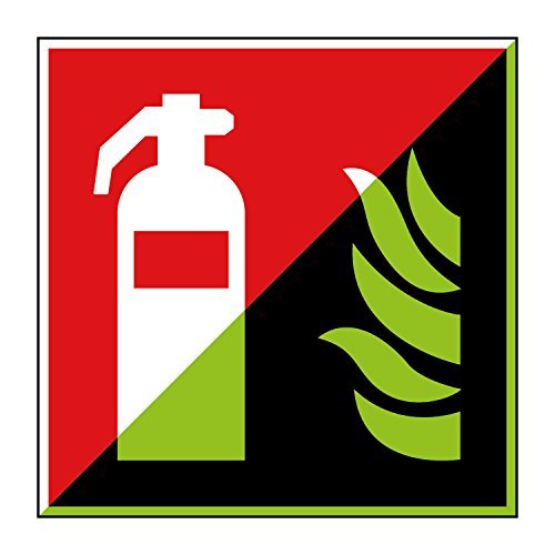 Preisvergleich Produktbild Feuerlöscher Brandschutzzeichen 200x200mm - lang nachleuchtend - Folienschild selbstklebend - gem. ASR 1.3, DIN ISO 7010 (F001)
