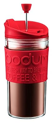 Bodum - K11102-294 - Travel Press - Set Mug à Piston + Couvercle Extra - 0,35 L - Rouge