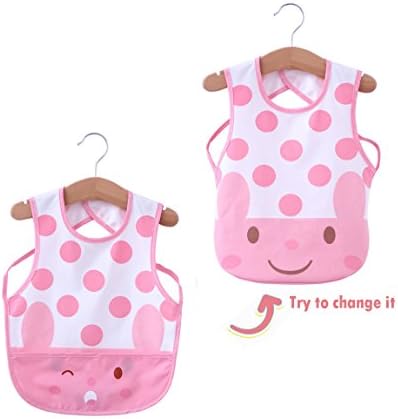 babylaza Cute Cartoon Waterproof Baby Bib (1-3 Years) (Pink-1)