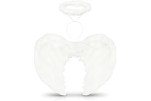 Lizzy Black Feather Wings + Halo Headband | Girls & Adults Angel Costume Accessory for Halloween, Christmas, Cosplay, Fancy Dress, Stage Shows & Hen Night Parties