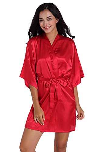 Preisvergleich Produktbild Seyoo Damen Morgenmantel rot weinrot X-Small