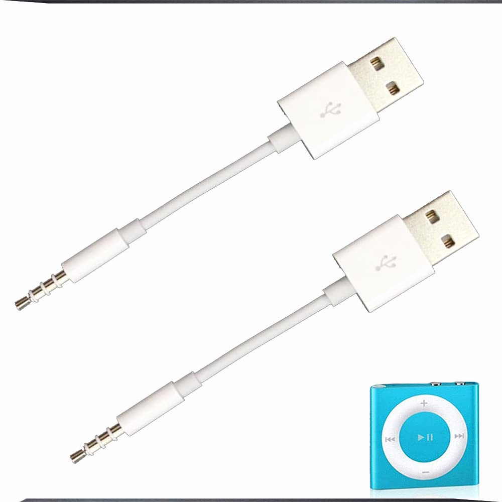 JIMAT Replacement Cable for iPod Shuffle Charger USB Cable 3.5mm Jack Male Audio Jack to USB 2.0 | Data Sync Cord & Charger | Compatible for iPod Shuffle 3 4 5 6 7 Gen MP3 Nano