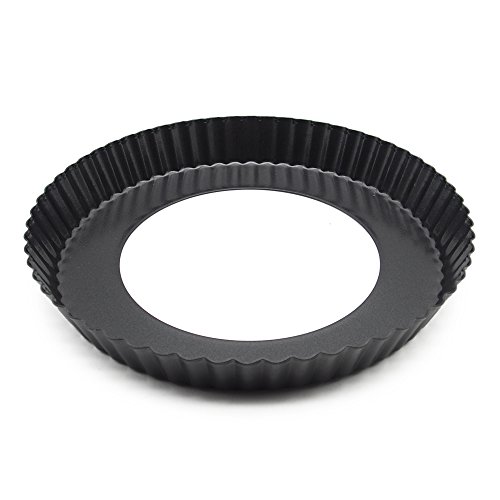 ONLYEUDORA Quicheform mit hebeboden gute Antihaftbeschichtung Rund Pizza Backblech für Pizza, Kuchen, Dessert 23 CM schwarz - 3