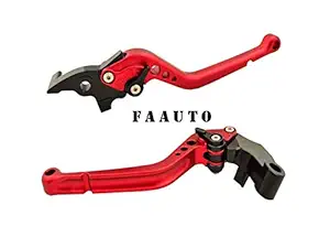 Faauto 6 Step Adjustable Clutch and Brake Lever for Yamaha R15 V3 (Set of 2 Pcs) Red Color