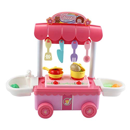 Preisvergleich Produktbild Kinderküche Spielküche Zubehör für Mädchen, Küchenspielzeug mit Musik und Beleuchtung, Spielzeug Küche Bestes Kindergeschenk, Rosa(Ohne Batterie)