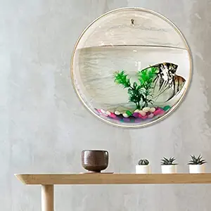 Shaan Pearl Wall Mounted Hanging Aquarium Transparent Acrylic Fish Bowl Fish Tank Flower Plant Vase Home Decoration Sizes: Clear, 38X38Cm