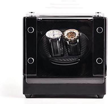 Automatic Double Watch Winder with 2 +0 storages Wood Shell With Piano Paint, Black