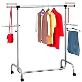 garderobenständer rollbar mit haken ✅ SOLIDE : Unser Kleiderständer ist sehr robust und kann große Lasten tragen (ca. 45 Kleiderbügel auf einer Stange verteilt). Verstellbarer, ausziehbarer Kleiderschrank aus Chromstahl.