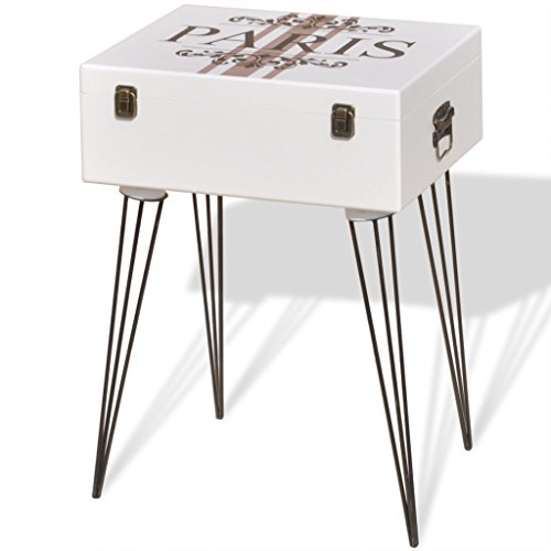 Anself White Side Cabinet Console Table Steel Legs Hallway Furniture 40x30x57 cm