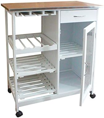 MAIMAITI Kitchen Storage Trolley Large Storage Capacity 4 Layers Removable Kitchen Storage Trolley Kitchen Dining Cart with Wine Storage drawers and Lockable Wheels