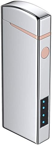 Cyvia Electronic lighter Flameless Windproof Plasma USB Lighter Dual Arc for Cigar,Cigarette,Candle (Silver)