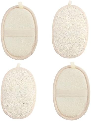 4 Pack Exfoliating Loofah Pad, 100% Natural Close Skin Loofah Sponge Scrubber Brush For Men and Women When Bath Spa and Shower
