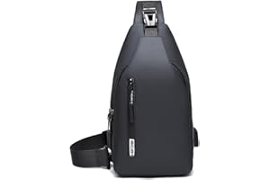 NEUSOP Sac de Poitrine Sacoche Homme Bandouliere Sac Bandoulière Homme Sacs a Dos Porté épaule Travers avec Port de Charge USB, Imperméable Sling Bag Crossbody Bag pour Sport Voyage