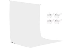 MUALADY White Photo Backdrop 1.5×2m/5x6.5ft, White Backdrop for Photography, Portable Photoshoot Backdrop, Thicken Cloth Background for Photo Studio, with 4 Wall Hook