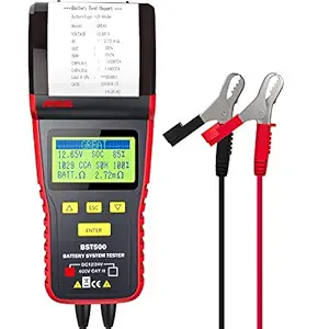 ANCEL BST 500 Professional 12V / 24V Automotive Load Battery Tester Print Data Available Digital Analyzer Bad Cell Test Tool for Car/Truck/Motorcycle and More (Black/Red)