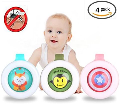 Mosquito Repellent Natural Citronella Button Clip Type,Outdoor &amp; Indoor for Adults &amp; Kids Bug Insect Protection for up to 3 mouth &amp; DEET-FREE Resealable Individual Zip Pack(Pack of 4)