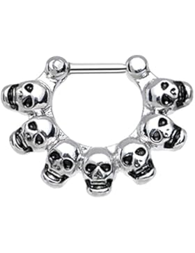 1pc Silber Edelstahl 16g 1.2mm Schädel Septum Clicker Nasenring Piercing