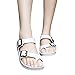 Produktbild Damen Sandalen Zehentrenner Sommer Flip Flops Böhmische Stil Flache Schuhe Strass Roman Runde Kopf Knöchelriemen Geflochtene T-Strap Sandalen Flats Thong Strand Hausschuhe (Size:45, Weiß)