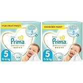 Prima Bebek Bezi Premium Care 5 Beden 108 Adet Junior Aylık Fırsat Paketi &amp; Prima Bebek Bezi Premium Care 5 Beden 42 Adet Jun
