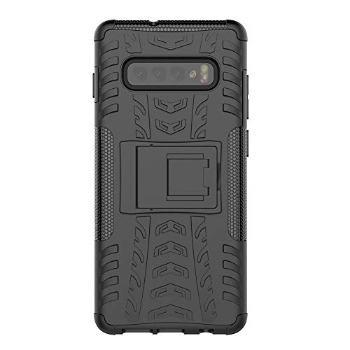 KISCO pour Coque Samsung Galaxy S10 Plus,2 en 1 Cover avec Support Antichoc Anti-Rayures Heavy Duty Flexible TPU+PC Etui de Protection pour Samsung Galaxy S10 Plus-Noir