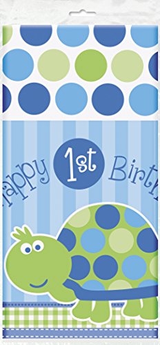 Kunststoff blau Schildkröte 1. Geburtstag Tischdecke, 7 ft x 4.5 ft