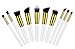 INMOZATA 10PCS Professional Premium Kabuki Makeup Brush Set Foundation Blending Blush Eyeshadow Face Powder Brush Makeup Brush Kit White Gold
