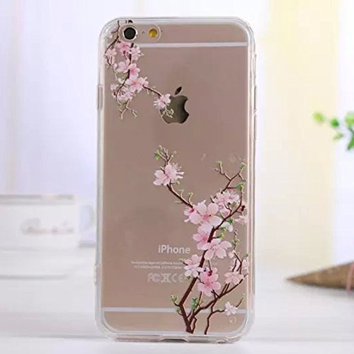 Price comparison product image iGrelem® iPhone 6 6s Case [ with Free Tempered Glass Screen Protector ],  Ultra Thin TPU Soft Cover for Apple iPhone 6 4.7'',  Colorful Pattern Design Jelly Protective Case for iPhone 6 4.7 Inch - Flowers