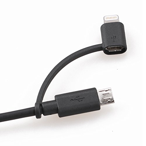 [Apple-MFI Certified] Wkae & reg; 2-in-1-Blitz zum USB-Kabel 8pin + Micro USB Ladekabel / Daten-Synchronisierungs-Kabel für iPhone5 / 5s / 5c / 6/6 Plus Apple iPad Mini / IPAD AIR / iPod nano / iPod Touch / Samsung Galaxy S4 / S3 / Galaxy Tab Tablet PC Laptop Smartphone 1M (Black) - 3