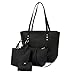 Produktbild Damen Handtasche 4 Sets Btruely Frau Mädchen Reise Schule Tasche Schulter Tasche Handtasche Umhängetasche (Schwarz)