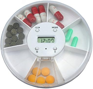 DAOUZHOU Portable 7 compartments Alarm Clock Pill Dispenser Alarm Clock Pill Dispenser Pill Box Electronic Medication Reminder