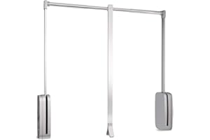 EMUCA Barra Battente, Basculante, Appendiabiti Ribaltabile per Armadio, Larghezza Regolabile 830-1150mm, Finitura cromata, Metallo